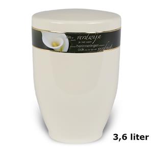 Gedenkartikelen Urn edelstaal Creme-Wit met tekstband (3600ml)