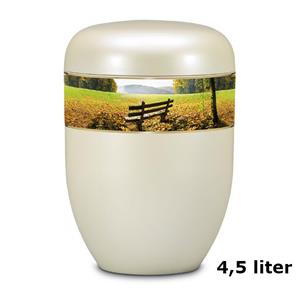 Gedenkartikelen Urn Parelmoer-Wit edelstaal met Parklandschap (4500ml)