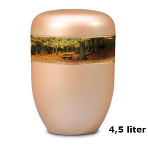 Gedenkartikelen Urn Parelmoer-Abrikoos edelstaal met Boslandschap (4500ml)