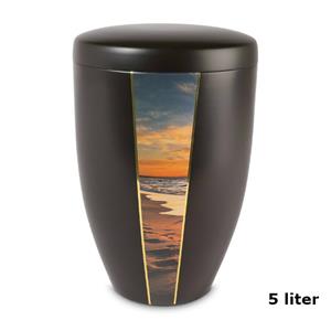 Gedenkartikelen Urn in Zwart edelstaal met Avondstrand (5000ml)