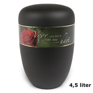 Gedenkartikelen Urn mat-zwart edelstaal met tekstband (4500ml)