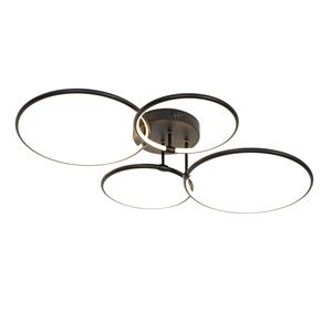 qazqa Deckenleuchte schwarz inkl. led 3-stufig dimmbar 4-flammig - Joaniqa - Schwarz