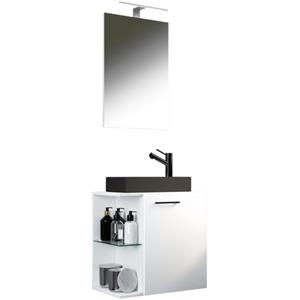 VCM 3-tlg Badmöbel Set Gäste WC Gästebad Waschplatz Waschtisch klein schmal Hausa SP-BL