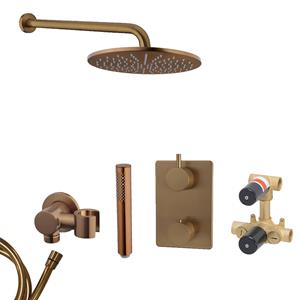 Mueller Bronzo inbouw regendouche met hoofddouche 25cm en muurarm 35cm brons koper geborsteld