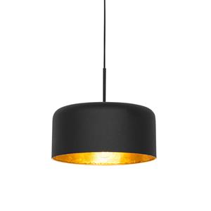 qazqa Retro-Hängelampe schwarz mit goldenem Innenleben – Jinte - Schwarz