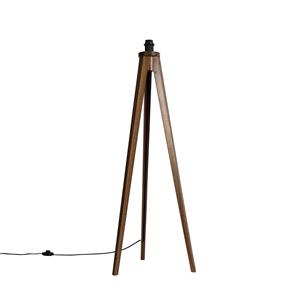 QAZQA Landelijke vloerlamp tripod walnoot hout - Tripod Classic