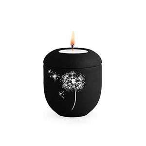 Urnwebshop Diepzwart Waxinelicht Urntje Paardenbloem Swarovski (0.3 liter)