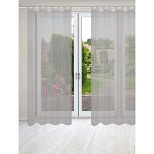 HOME WOHNIDEEN Vorhang "NESSI 2er Pack", (2 St.), Uni, Voile, transparent, Schlaufen inkl. Zugband, 2er Pack