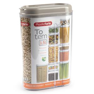 PlasticForte Voedselcontainer strooibus - beige - 1500 ml - kunststof - 15 x 8 x 23 cm - voorraadpot -