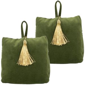 Mars & More 3x stuks fluwelen deurstoppers 18 cm groen -