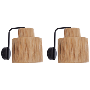 BELIANI Wandlamp set van 2 raffia natuurlijk SHINFA