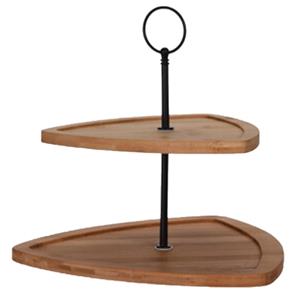 Etagere 2-laags van bamboe 25 x 25 x 24 driehoekig -