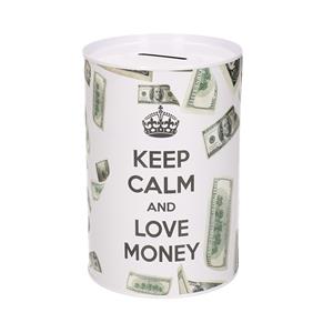 Concorde Spaarpot blik dollar biljetten - keep calm - 10 x 15 cm -