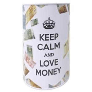 Concorde Spaarpot blik euro biljetten - keep calm - 10 x 15 cm -