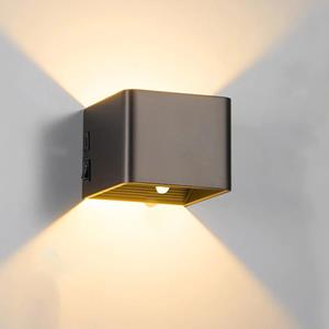 BES LED Wandlamp - Luviz - Oplaadbaar op Batterijen - Warm Wit 2700K - Draadloos - Bewegingssensor - Aluminium - 4400 mAh - Accu Indicator