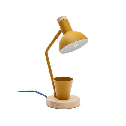 Kave Home  Katia-bureaulamp van hout en mosterdkleurig metaal