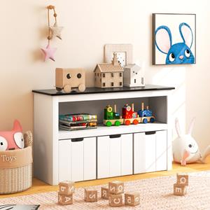 Costway Speelgoedkast voor Kinderen Commode met 3 Laden Speelgoedorganizer voor Kinderkamer en Woonkamer Opbergkast 102 x 33 x 62 cm