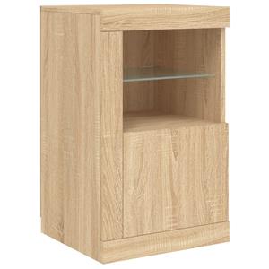 vidaXL Fächerschrank Beistellschrank mit LED-Leuchten Sonoma Eiche Holzwerkstoff (1-St)