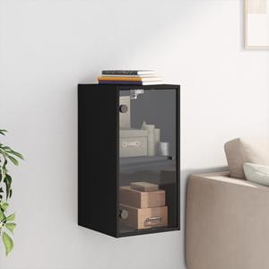 vidaXL Fächerschrank Wandschrank mit Glastüren Schwarz 35x37x68,5 cm (1-St)