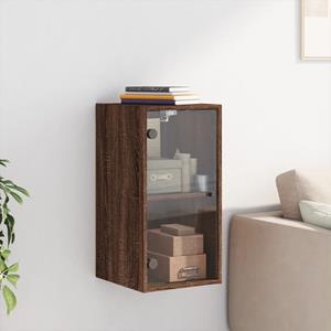 vidaXL Fächerschrank Wandschrank mit Glastüren Braun Eichen-Optik 35x37x68,5 cm (1-St)