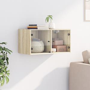 vidaXL Fächerschrank Wandschrank mit Glastüren Sonoma-Eiche 68,5x37x35 cm (1-St)