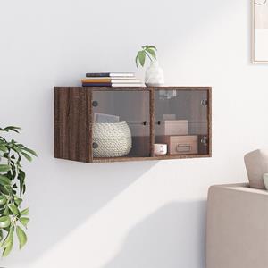 vidaXL Fächerschrank Wandschrank mit Glastüren Braun Eichen-Optik 68,5x37x35 cm (1-St)
