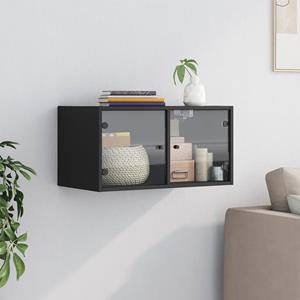 vidaXL Fächerschrank Wandschrank mit Glastüren Schwarz 68,5x37x35 cm (1-St)