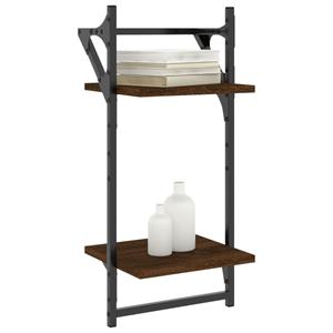 vidaXL Wandschappen 2-laags met stangen 2 st 30x25x65 cm bruineiken