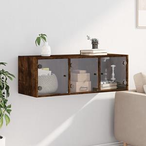 vidaXL Fächerschrank Wandschrank mit Glastüren Räuchereiche 102x37x35 cm (1-St)