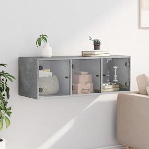 vidaXL Fächerschrank Wandschrank mit Glastüren Betongrau 102x37x35 cm (1-St)