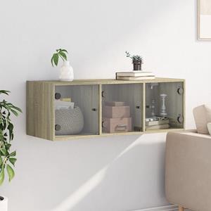 vidaXL Fächerschrank Wandschrank mit Glastüren Sonoma-Eiche 102x37x35 cm (1-St)
