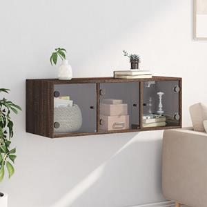 vidaXL Fächerschrank Wandschrank mit Glastüren Braun Eichen-Optik 102x37x35 cm (1-St)