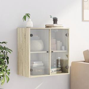 vidaXL Fächerschrank Wandschrank mit Glastüren Sonoma-Eiche 68x37x68,5 cm (1-St)