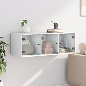 vidaXL Fächerschrank Wandschrank mit Glastüren Weiß 102x37x35 cm (1-St)