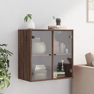 vidaXL Fächerschrank Wandschrank mit Glastüren Braun Eichen-Optik 68x37x68,5 cm (1-St)