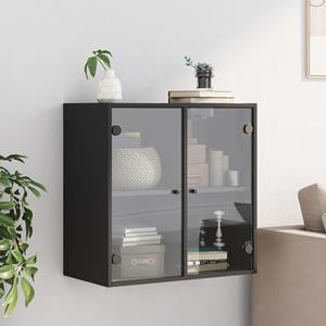 vidaXL Fächerschrank Wandschrank mit Glastüren Schwarz 68x37x68,5 cm (1-St)