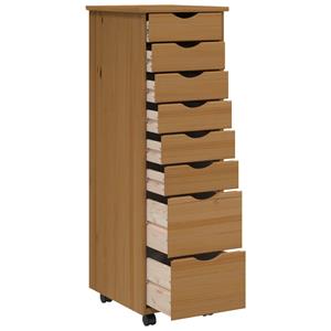 vidaXL Aktenschrank Rollschrank mit Schubladen MOSS Honigbraun Massivholz Kiefer Schublade