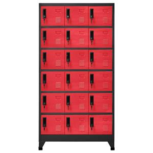 vidaXL Lockerkast 90x40x180 cm staal antracietkleurig en rood