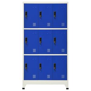 vidaXL Lockerkast 90x45x180 cm staal grijs en blauw