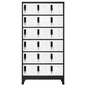 vidaXL Lockerkast 90x40x180 cm staal antracietkleurig en wit