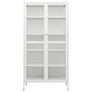 vidaXL Vitrinekast 90x40x180 cm staal en gehard glas wit