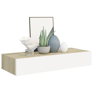 vidaXL Wandschap met lade 60x23,5x10 cm MDF eikenkleurig en wit