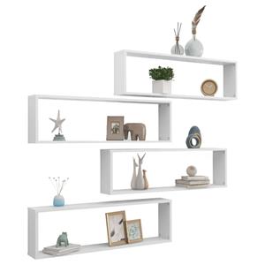 vidaXL Wandschappen kubus 4 st 100x15x30 cm bewerkt hout wit