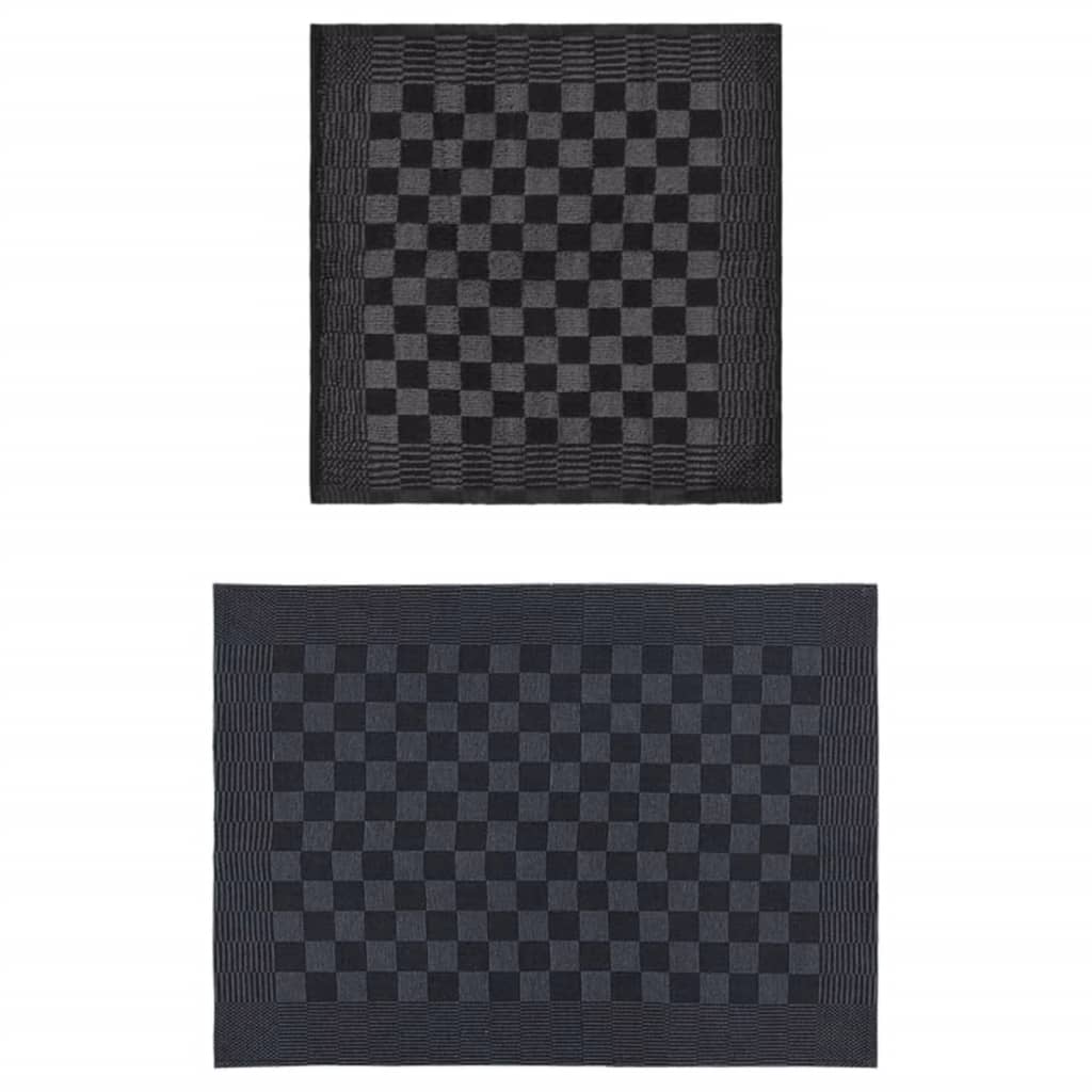 vidaXL 50-delige Keukendoekenset katoen zwart en grijs