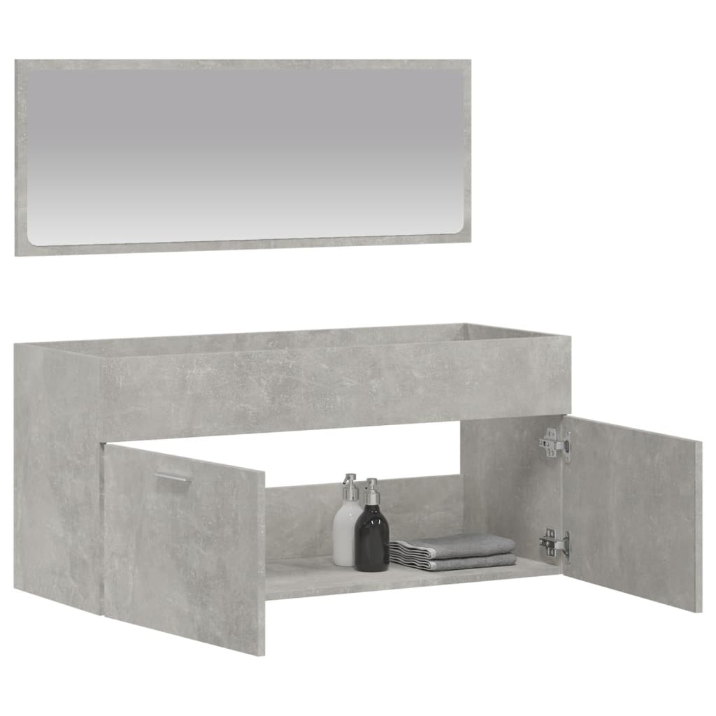 vidaXL Badkamerkast met spiegel bewerkt hout betongrijs
