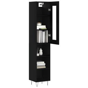 vidaXL Hoge kast 34,5x34x180 cm bewerkt hout zwart