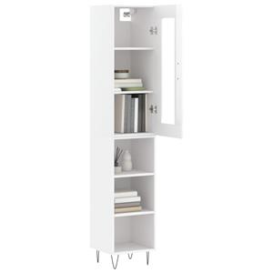 vidaXL Hoge kast 34,5x34x180 cm bewerkt hout hoogglans wit