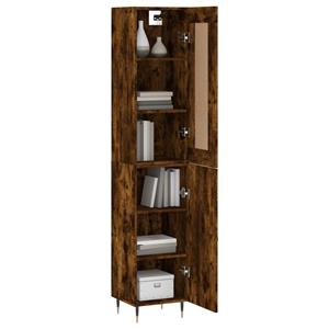 vidaXL Hoge kast 34,5x34x180 cm bewerkt hout gerookt eikenkleurig