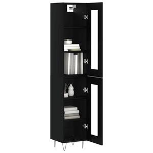 vidaXL Hoge kast 34,5x34x180 cm bewerkt hout zwart