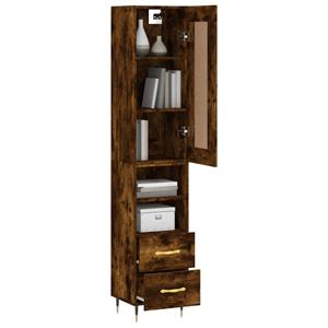vidaXL Hoge kast 34,5x34x180 cm bewerkt hout gerookt eikenkleurig